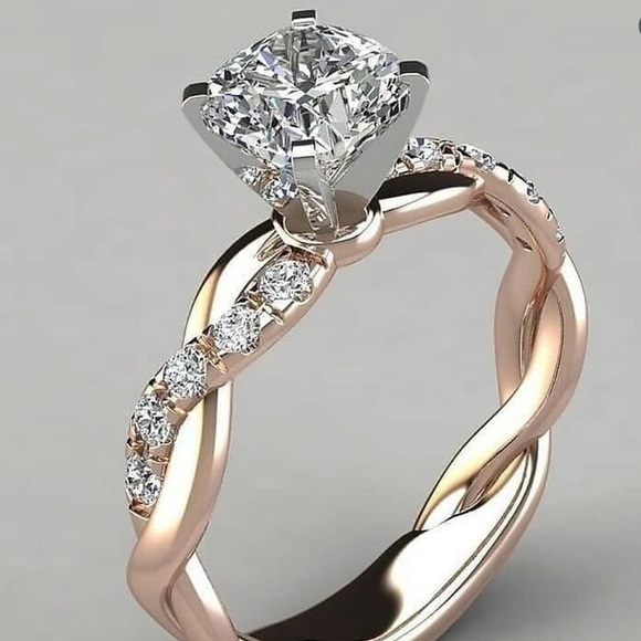 NEW 18K Two Tone Gold Filled White Sapphire Ring 7 - Picture 3 of 8